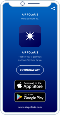 Landingpage zum Download der App von Air Polaris.