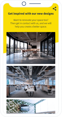 QR-Code-Landingpage mit dem Projektportfolio eines Unternehmens in Form einer Bildergalerie.