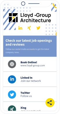 QR-Code-Landingpage mit allen Social-Media-Kanälen eines Unternehmens auf einer Seite.