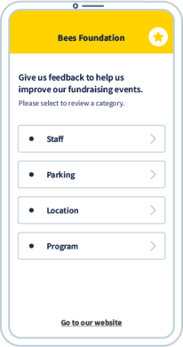 Mobile QR-Code-Landingpage mit integriertem Feedback-Formular einer Non-Profit-Organisation.