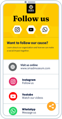 Mobile QR-Code-Landingpage mit einer Auswahl aktiver Social-Media-Kanäle.