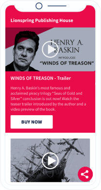 QR-Code-Landingpage mit einem Video-Trailer zum Bewerben eines neuen Buchs.