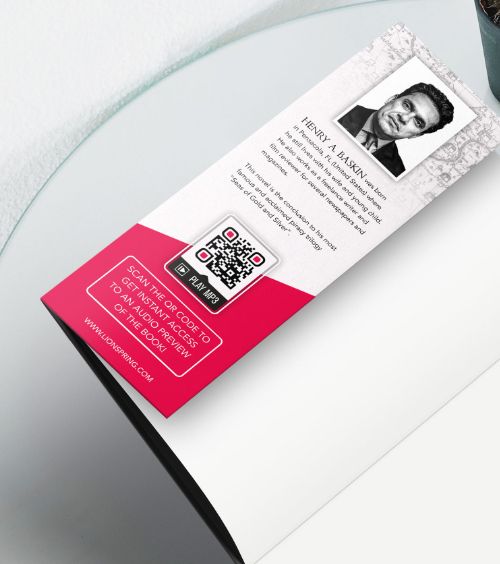 Bucheinband mit einem QR Code, der eine Hörprobe des Buchs im MP3-Format verlinkt.