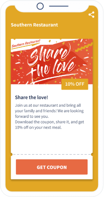 Beispiel eines Coupon-QR Codes, der Restaurant-Gästen einen Rabatt anbietet