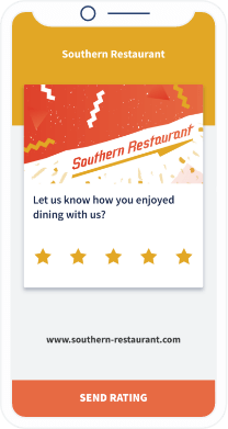 Beispiel eines Bewertungs-QR Codes, der Restaurantgäste nach Bewertungen fragt
