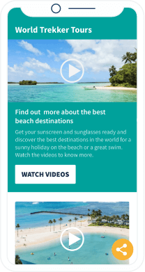 Landingpage mit einer Video-Playlist von World Trekker Tours zu den besten Urlaubsstränden