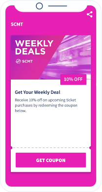 A QR Code landing page that displays a coupon from a public transport company