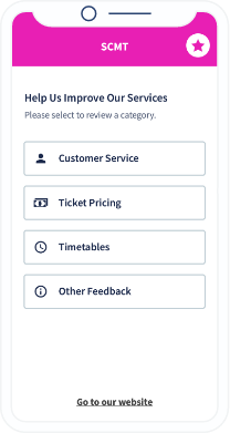 A QR Code landing page for a public transport company that asks for customer feedback