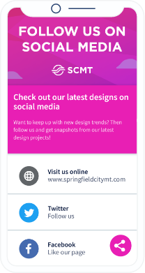A QR Code landing page that displays a public transport company's social media channels