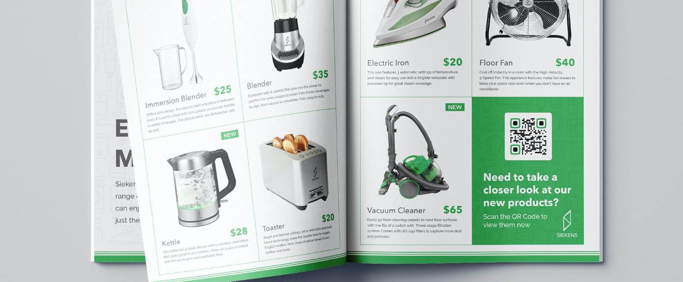 QR-Code-Idee auf einem Produkt-Katalog.