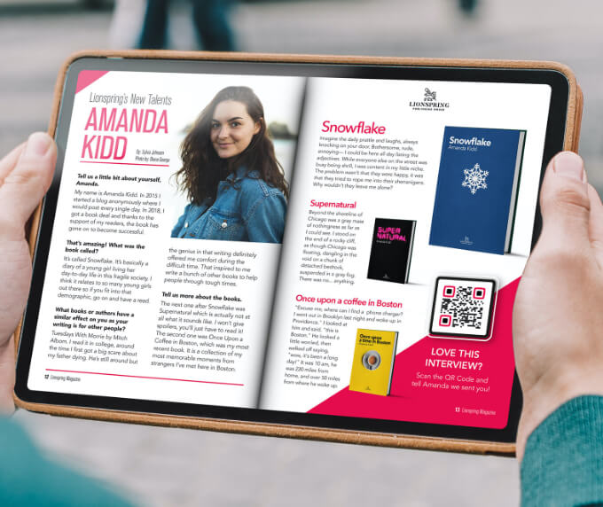 QR-Code-Idee in einem E-Zine, in dem Verlage neue Autoren vorstellen.