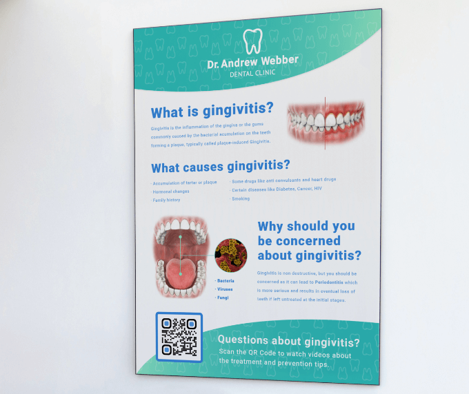 QR Code auf einem Infoposter in einer Arztpraxis.