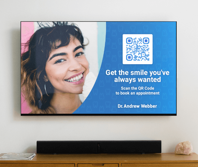 QR-Code-Idee in einer TV-Werbung für gesunde Zähne.
