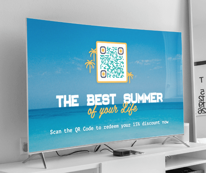 QR-Code-Idee in der TV-Werbung einer Reiseagentur.