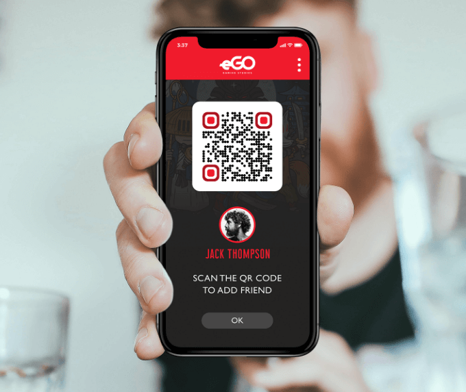 QR Code in Videospielen zum Hinzufügen eines anderen Spielers zu Ihren Freunden.