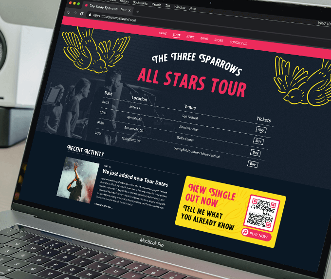 QR-Code-Idee auf einem Web-Banner zum Bewerben neuer Musik