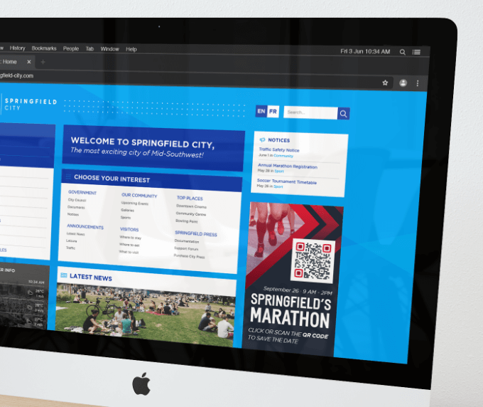 QR-Code-Idee auf einem Web-Banner zum Bewerben eines Marathonlaufs