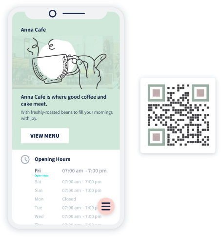 Beispiel-Landingpage für einen Business Page-QR Code zum Anzeigen detaillierter Unternehmensinformationen