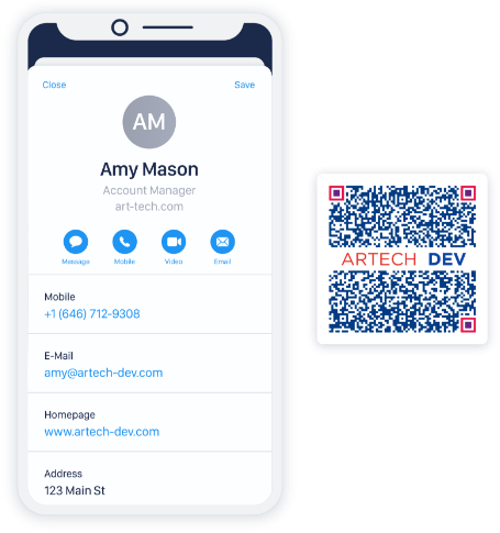 Beispiel einer virtuellen Kontaktkarte eines vCard-QR Codes