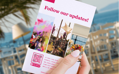 QR-Code-Idee auf einer Broschüre zum Bewerben eines Events