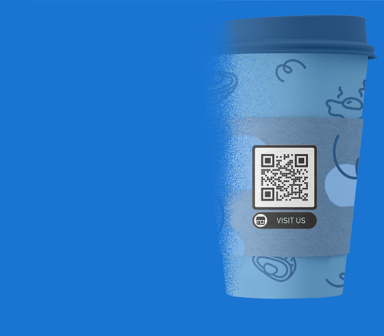 Business Page-QR Code auf einem Becher in einem Café