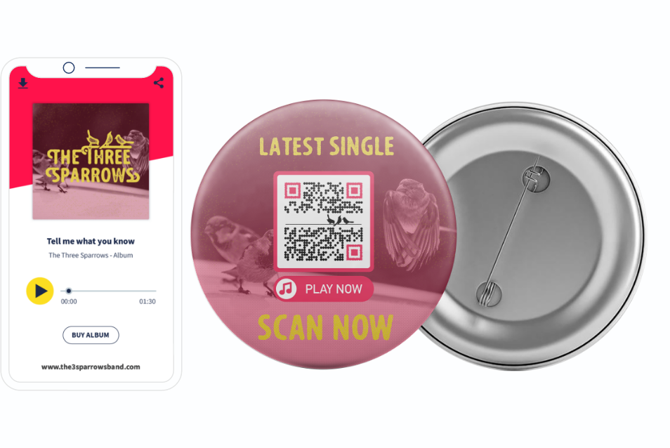 QR-Code-Idee auf einem Merchandise-Artikel mit einem integrierten MP3-Player
